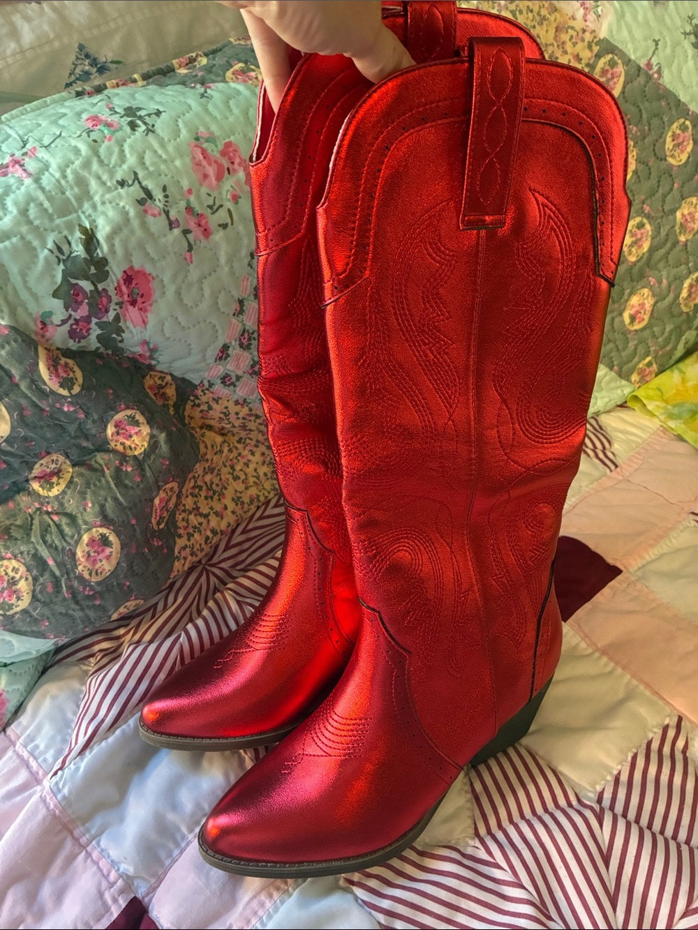 NEW Metallic Red Women's Cowboy Boots by Sugar Sz 8